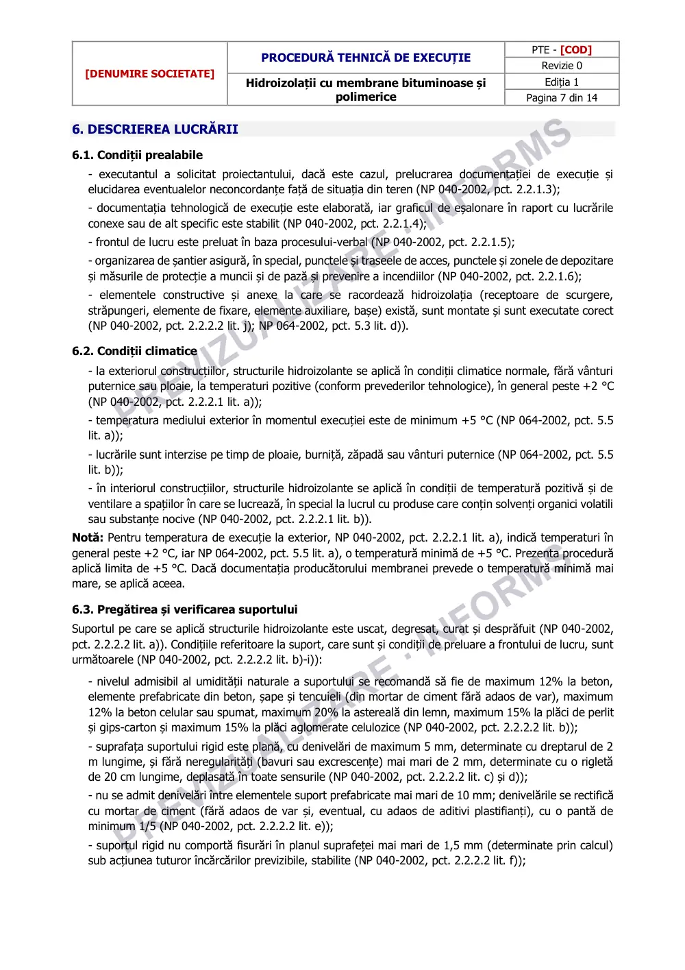 Pagina 7 din documentul Procedură tehnică de execuție: hidroizolații cu membrane