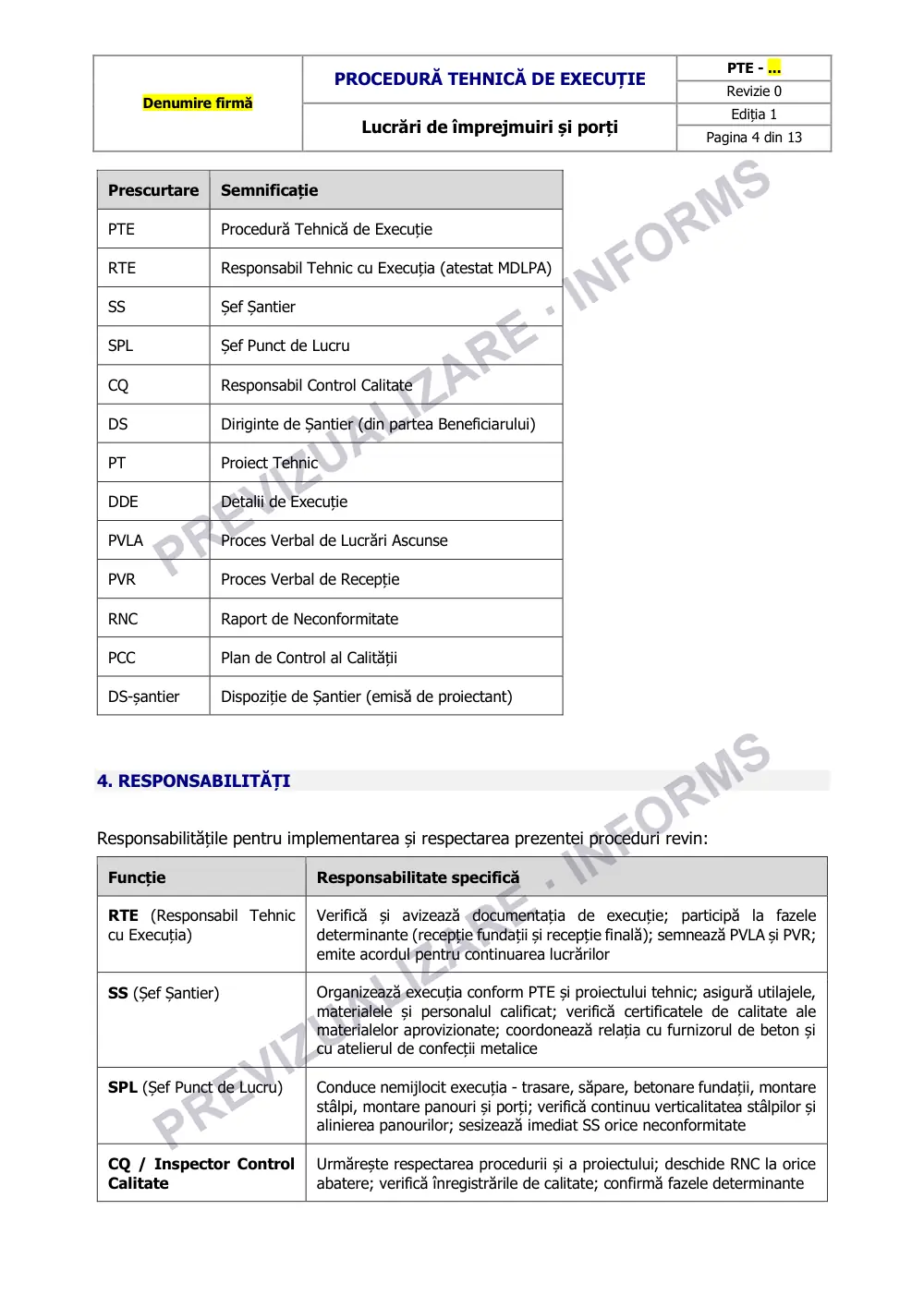 Pagina 4 din documentul Procedură tehnică de execuție: împrejmuiri și porți