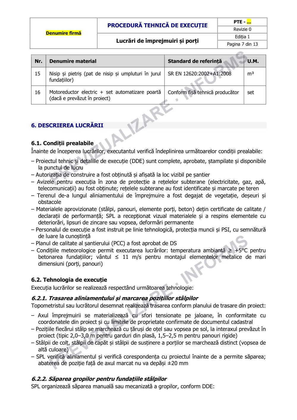 Pagina 7 din documentul Procedură tehnică de execuție: împrejmuiri și porți