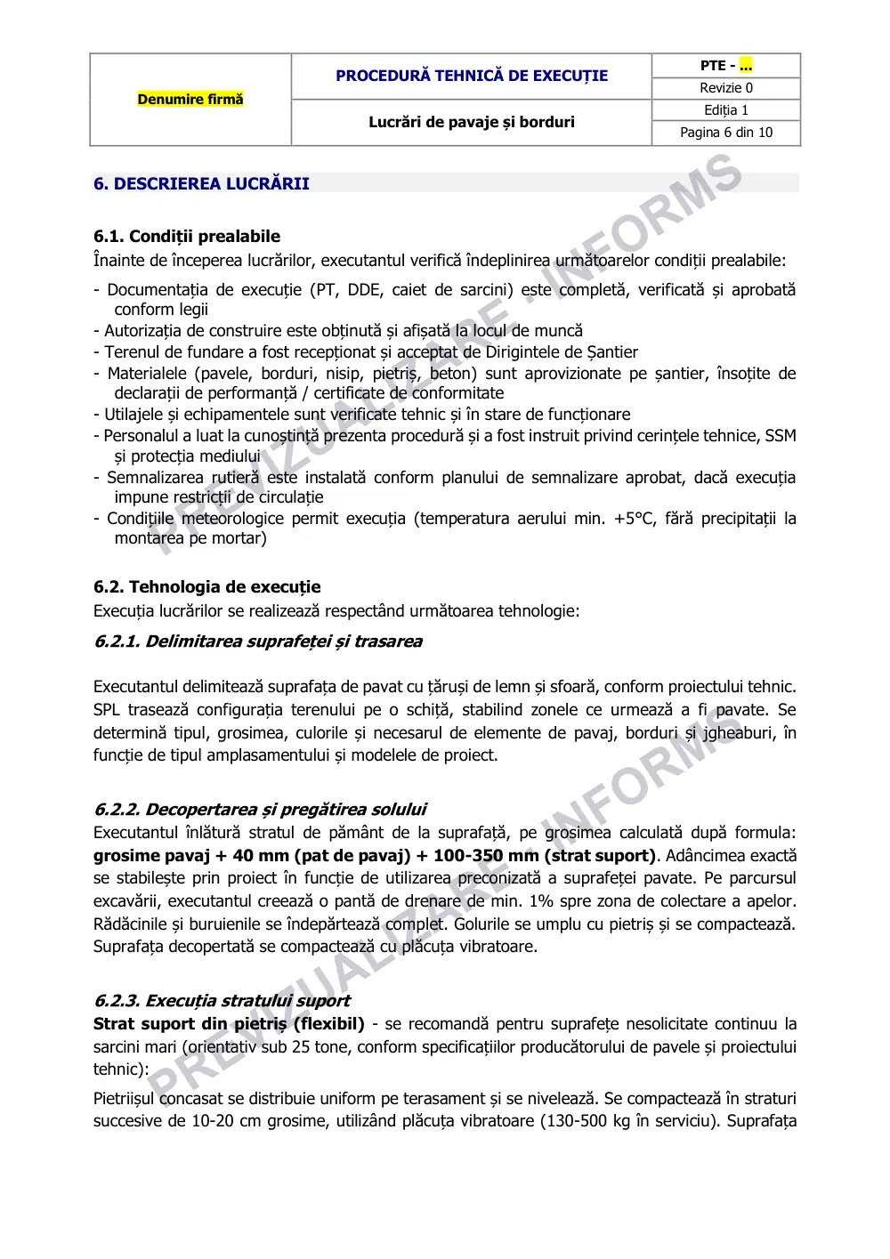 Pagina 6 din documentul Procedură tehnică de execuție: pavaje și borduri