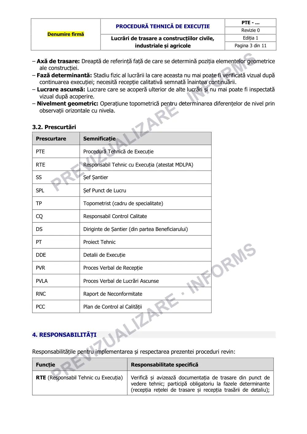 Pagina 3 din documentul Procedură tehnică de execuție: trasarea construcțiilor