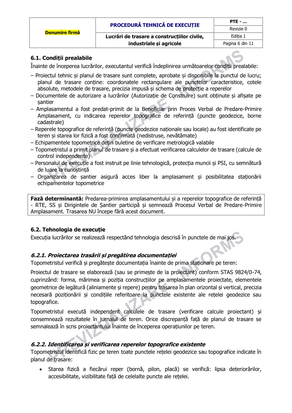 Pagina 6 din documentul Procedură tehnică de execuție: trasarea construcțiilor